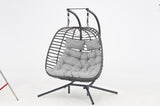 ZNTS 2 person Swing egg chair with rocking glide frame and cushion W349111245