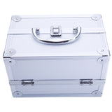 ZNTS SM-2176 Aluminum Makeup Train Case Jewelry Box Cosmetic Organizer with Mirror 9"x6"x6" Silver 05418459