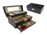 Women 3 Layer Jewelry Box PU Leather Jewelry Case Storage with Drawer Black 18145373