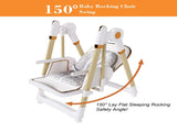 Convertible Baby High Chair to Rocker with 5-Point Harness, Foldable Infant Feeding Chair with W2699P371974
