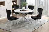 Ultra Modern Dining Furniture Set of 2 Side Chairs Black Velvet Upholstery Chrome Finish Metal Legs B011P285774