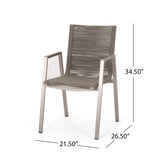 Outdoor Modern Aluminum Dining Chair with Rope Seat , Silver and Taupe 64679.00SIL
