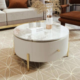 Modern Round Coffee Table with 2 large Drawers Storage Accent Table WF311606AAK