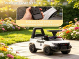 White Kids Foot-to-Floor Ride On Car Police Truck Style, PA System, Horn, Under-Seat Storage for 94647235