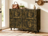 Rustic Brown Narrow Shoe Cabinet 4 FlipUp Hidden Drawers, Slim Freestanding Shoe Organizer 06532041