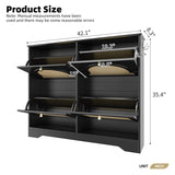 Mid-Century Narrow Design Tipping Bucket Shoe Cabinet with 4 Flip Drawers, Elegant Entryway Shoe N721P288701B