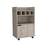 DEPOT E-SHOP Sims 35" H Bar Cart with Two Shelves four Wine Cubbies and One Cabinet,Light Pine B097P167415