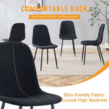 Luxury Simple Chair - Set of 4 BLACK Linen-Cotton Material High Resilience Dining Chair with Metal W1151P262623