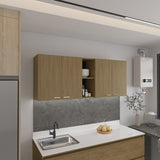 Portofino 150 Wall Cabinet, Double Door, Two External Shelves, Two Interior Shelves Natural Oak B200P286977