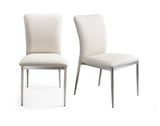 Contemporary Faux Leatheratte Side Chair Set of 2, Soft White Color B091P183410