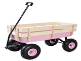 Outdoor Wagon All Terrain Pulling w/Wood Railing Air Tires Garden Cart W22740234