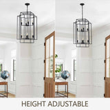 (Same as W1340142527/L1018-B) 8-Lights Black Lantern Tiered Pendant Light Fixtures, Industrial W1340P206662