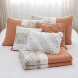 6 Piece Cotton Percale Quilt Set with Throw Pillows Coral King/Cal King B035129021
