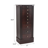 ZNTS Jewelry Cabinet Box Storage Chest Necklace Wood Walnut Stand Organizer 28727290