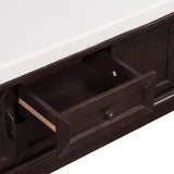 ZNTS Storage Bench with 2 Drawers and 2 Cabinets, Shoe Bench with Removable Cushion for Living Room, 24970634