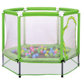 ZNTS 55'' Toddlers Trampoline with Safety Enclosure Net and Balls, Indoor Outdoor Mini Trampoline for 57649214