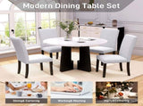 Round Dining Table for 4, 43-Inch Faux Marble Top, Mid-Century Modern Round Dining Table for Cafes, N752P245707K
