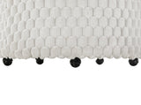 Malna Plush 3D Upholstered Barrel Accent Chair with Wheels, Off-white T2574P221267