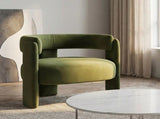 Accent Chair Living Room, Velvet Comfy Single Sofa Chair Mid-Century Modern Armchair Wooden Legs 68576006