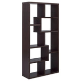 8-shelf Cappuccino Geometric Bookcase B062P145423
