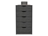 Dresser 42H" 5 Drawers Narrow Dresser, Slim Storage Chest of Drawers, Bedroom, Smokey Oak B097P167438
