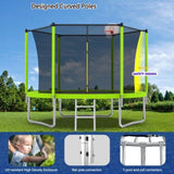 10FT Trampoline for Kids, Basketball Hoop and Ladder, Outdoor Kids Trampoline with Safety K1163P147346
