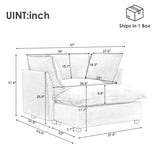Modern Armchair Sofa 47" Cozy Upholstered Sofa Chair with Movable Ottoman, Wide Seat, Curved N719P292695F