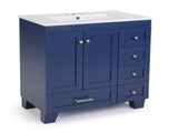30" Blue Bathroom Vanity with Ceramic Sink - Soft-Close Drawers, Solid Wood Frame, Multi-Organizer W2896P344081
