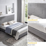 Queen Size Upholstered Platform Bed Frame ,Wood Slat Support, Easy Assembly,Grey W311110547