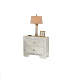 ZNTS Classic Luxury Look Cream 1pc Nightstand Wooden Bedside Table 2x Drawers w Mirror Glass Panel B011P182673