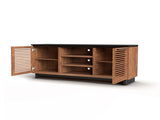 63 inch TV Stand Console for TVs up to 70 inches, No Assembly Required, Black with Bourbon Finish B108P160162