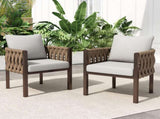 2-Pieces Outdoor Metal Patio Club Chair, Patio Arm Chair with Cushion, Modern Outdoor N780P254451B