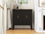 2 Door Wooden Cabinets, Black Wood Cabinet Vintage Style Sideboard for Living Room Dining Room W68852964