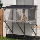 Cat Window Box, 43.3" Catio Outdoor Cat Enclosure with Bug Proof Net for Sunbathing, Napping & W2831P313981