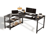 47 L Shaped Computer Desk with Reversible Storage Shelves, Corner Gaming Desk with PC Stand, Home 53338497