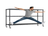 3-tier, adjustable shelf spacing, with adjustable feet and wheels, iron display stand, 117*45*104cm, 71657216