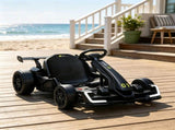 Black 24V Kids Go Kart 7.5 MPH with Slow Start, Adjustable Seat for Lawn Play 53446952
