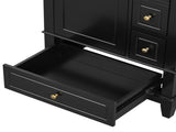 24" Bathroom Vanity with Sink and Drawers, Black Freestanding Vanity Cabinet with Ceramic Top and 74450990