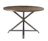Industrial Style Round Table 1pc Burnished Brown finish and gray metal finish Rustic Style B011P199728