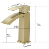 Brushed Gold Bathroom Faucet,Faucet for Bathroom Sink, Single Hole Bathroom Faucet Modern Single W1932P288150