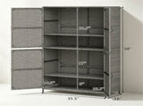 Outdoor PE Rattan Storage Cabinet with Adjustable Shelves, Anti-Tip Garden Tool Storage Shed for 47992107