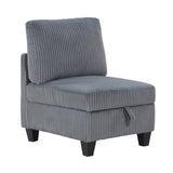 Modern Living Room Furniture Dark Gray Armless Chair with Storage Corduroy Fabric Upholstery 1pc B011P206268
