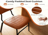 Set of 2 Armless Modern PU Leather Dining Chairs with Ergonomic Inclined Backrest, Rivet Decor Heavy 95747344