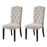 Beige and Weathered Espresso Tufted Back Side Chairs B062P182700