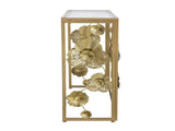 39.5" x 12" x 30.5" Gold Console Table with Mirrored Glass Top, Modern Entryway Table for Living W2078141937