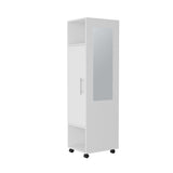 Cluster 63" Tall Wardrove One-Door Cabinet with Mirror, Three Shelves, Casters and Hanging Rod, B200P240238