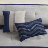 7 Piece Faux Suede Comforter Set Blue Queen B03596784