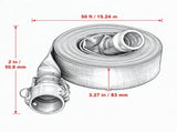 2 Inch by 50 ft Pool Drain Hose, Durable PVC Material with Camlock C & E Connectors and Clamps, Blue 61725106