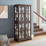 Curio Display Cabinet,Antique Display Cabinet with Glass Doors Adjustable Shelves for Collectibles W2275P231688