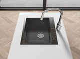 Stainless Steel Kitchen Sink, 27x19 Single Bowl, Overmount Handmade Sink in Black, with US 00233658